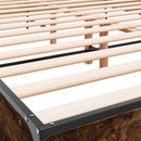 vidaXL füstös tölgy színű szerelt fa és fém ágykeret 120 x 200 cm