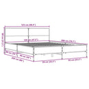 vidaXL füstös tölgy színű szerelt fa és fém ágykeret 120 x 200 cm