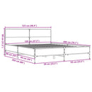 vidaXL szürke sonoma szerelt fa és fém ágykeret 120 x 200 cm