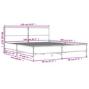 vidaXL barna tölgyszínű szerelt fa és fém ágykeret 140 x 200 cm
