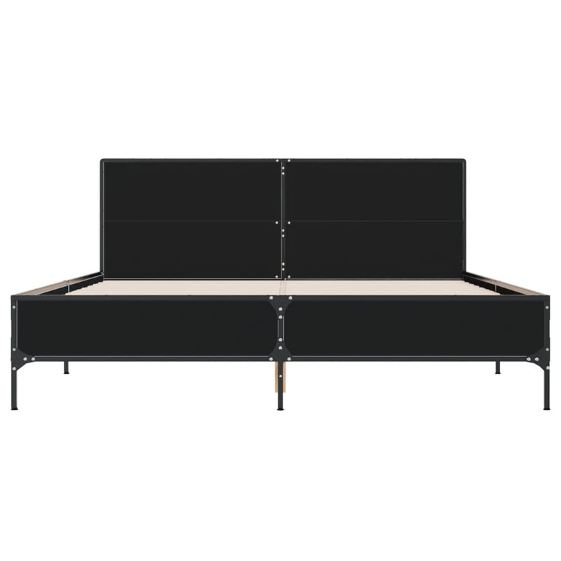 vidaXL fekete szerelt fa és fém ágykeret 150 x 200 cm