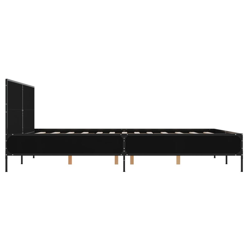 vidaXL fekete szerelt fa és fém ágykeret 150 x 200 cm