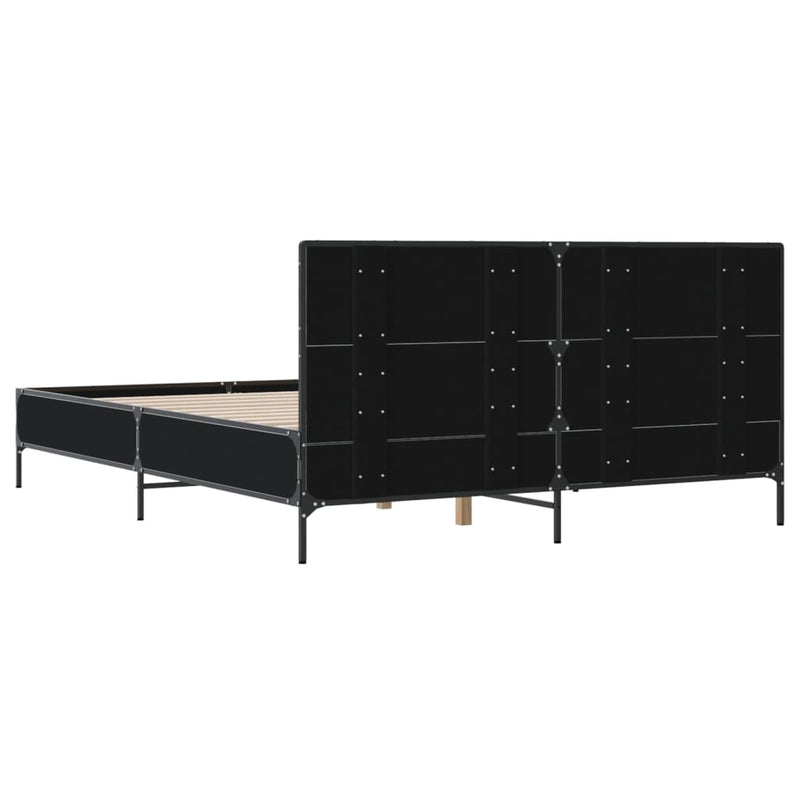vidaXL fekete szerelt fa és fém ágykeret 150 x 200 cm