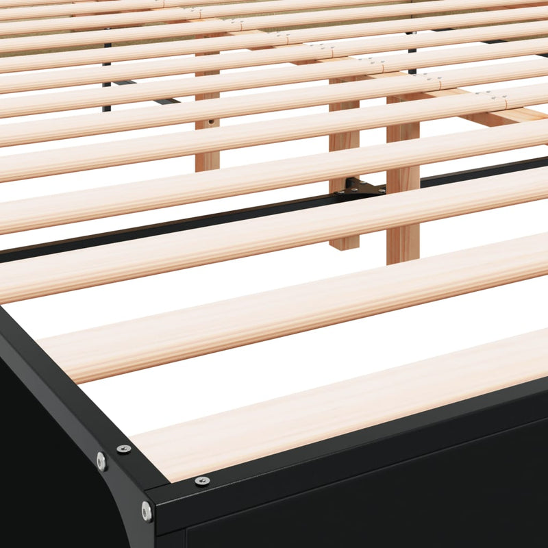vidaXL fekete szerelt fa és fém ágykeret 150 x 200 cm