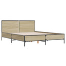 vidaXL sonoma tölgyszínű szerelt fa és fém ágykeret 150 x 200 cm