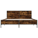 vidaXL füstös tölgy színű szerelt fa és fém ágykeret 150 x 200 cm