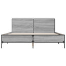 vidaXL szürke sonoma szerelt fa és fém ágykeret 150 x 200 cm