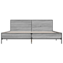 vidaXL szürke sonoma szerelt fa és fém ágykeret 200 x 200 cm