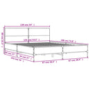 vidaXL fekete szerelt fa és fém ágykeret 135 x 190 cm