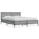 vidaXL szürke sonoma szerelt fa és fém ágykeret 135 x 190 cm
