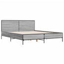 vidaXL szürke sonoma szerelt fa és fém ágykeret 135 x 190 cm
