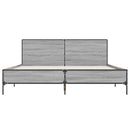 vidaXL szürke sonoma szerelt fa és fém ágykeret 135 x 190 cm