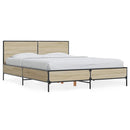 vidaXL sonoma tölgyszínű szerelt fa és fém ágykeret 140x190 cm