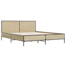 vidaXL sonoma tölgyszínű szerelt fa és fém ágykeret 140x190 cm