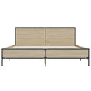 vidaXL sonoma tölgyszínű szerelt fa és fém ágykeret 140x190 cm