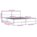 vidaXL sonoma tölgyszínű szerelt fa és fém ágykeret 140x190 cm