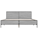vidaXL szürke sonoma szerelt fa és fém ágykeret 140x190 cm