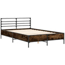 vidaXL füstös tölgy színű szerelt fa és fém ágykeret 120 x 200 cm