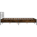 vidaXL füstös tölgy színű szerelt fa és fém ágykeret 120 x 200 cm