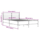 vidaXL füstös tölgy színű szerelt fa és fém ágykeret 120 x 200 cm