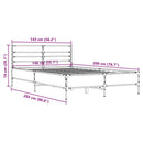 vidaXL füstös tölgy színű szerelt fa és fém ágykeret 140 x 200 cm