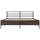 vidaXL füstös tölgy színű szerelt fa és fém ágykeret 150 x 200 cm