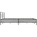 vidaXL szürke sonoma szerelt fa és fém ágykeret 150 x 200 cm