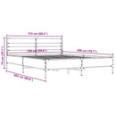 vidaXL szürke sonoma szerelt fa és fém ágykeret 150 x 200 cm