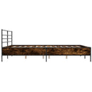 vidaXL füstös tölgy színű szerelt fa és fém ágykeret 180 x 200 cm