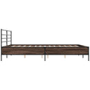 vidaXL barna tölgyszínű szerelt fa és fém ágykeret 180 x 200 cm