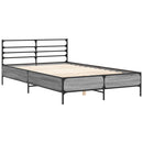 vidaXL szürke sonoma szerelt fa és fém ágykeret 120 x 190 cm