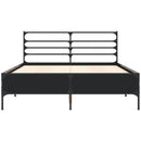 vidaXL fekete szerelt fa és fém ágykeret 135 x 190 cm