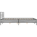 vidaXL szürke sonoma szerelt fa és fém ágykeret 135 x 190 cm