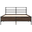 vidaXL barna tölgyszínű szerelt fa és fém ágykeret 135 x 190 cm