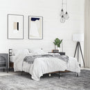 vidaXL barna tölgyszínű szerelt fa és fém ágykeret 135 x 190 cm