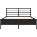 vidaXL fekete szerelt fa és fém ágykeret 140x190 cm