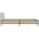 vidaXL sonoma tölgyszínű szerelt fa és fém ágykeret 140x190 cm