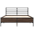 vidaXL barna tölgyszínű szerelt fa és fém ágykeret 140x190 cm