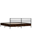 vidaXL barna tölgyszínű szerelt fa és fém ágykeret 140x190 cm