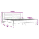 vidaXL szürke sonoma szerelt fa és fém ágykeret 200 x 200 cm