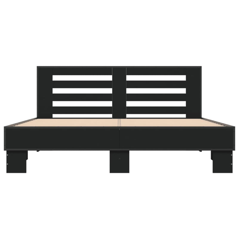 vidaXL fekete szerelt fa és fém ágykeret 150 x 200 cm
