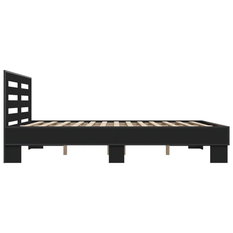 vidaXL fekete szerelt fa és fém ágykeret 150 x 200 cm