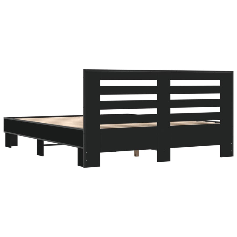 vidaXL fekete szerelt fa és fém ágykeret 150 x 200 cm