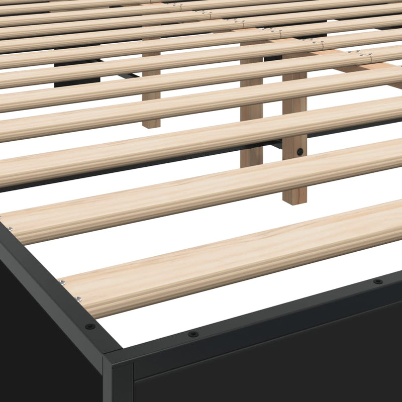 vidaXL fekete szerelt fa és fém ágykeret 150 x 200 cm