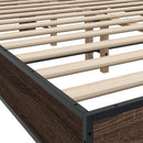vidaXL barna tölgyszínű szerelt fa és fém ágykeret 120 x 200 cm