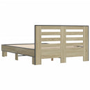 vidaXL sonoma tölgyszínű szerelt fa és fém ágykeret 140x190 cm