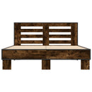 vidaXL füstös tölgy színű szerelt fa és fém ágykeret 135 x 190 cm
