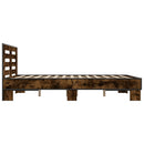 vidaXL füstös tölgy színű szerelt fa és fém ágykeret 135 x 190 cm