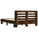 vidaXL füstös tölgy színű szerelt fa és fém ágykeret 135 x 190 cm