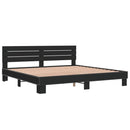 vidaXL fekete szerelt fa és fém ágykeret 200 x 200 cm